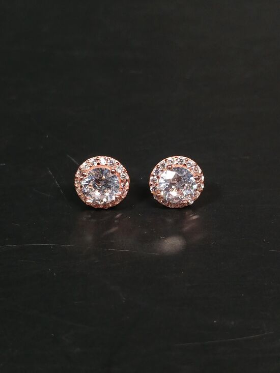 Unbranded Jewelry - Sterling Silver 925 Rose Gold Plated CZ Stud Earrings